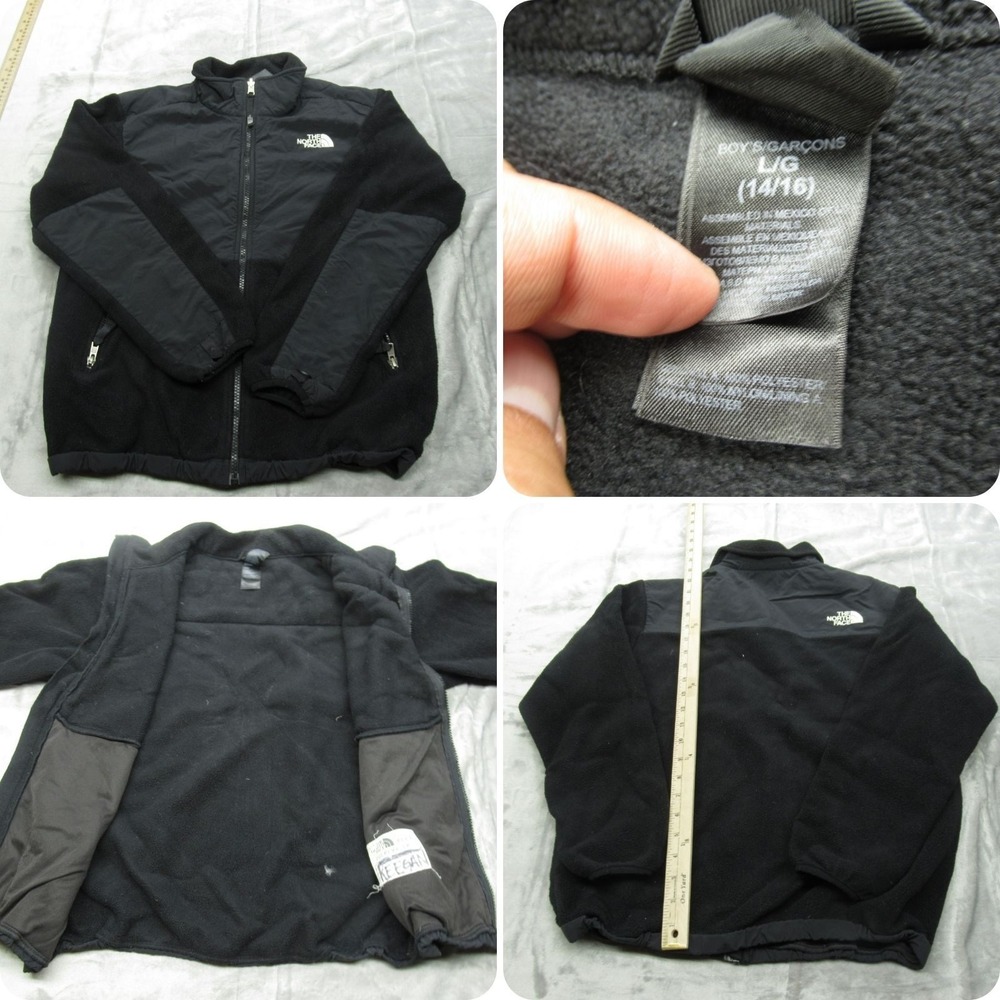 The North Face Jacket‎ Boys Large 14/16 Black Denali Fleece Full Zip Outdoor Y2K